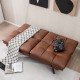 Convertible brown memory foam futon sofa bed with adjustable armrest and backrest, ideal for small spaces.